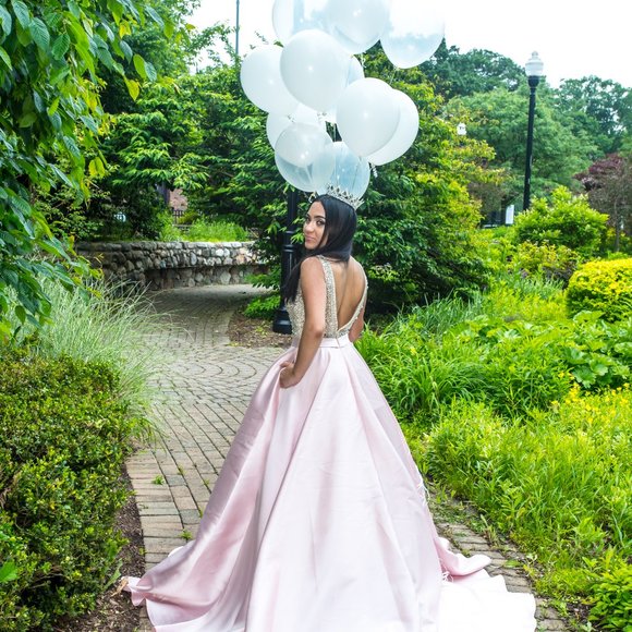 JOVANI  Blush Embellished Bodice A-Line Prom Gown - Picture 7 of 11